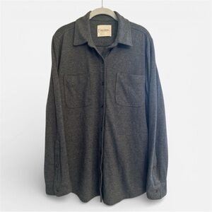 Lucky Brand Cozy Knit Shirt Jacket Charcoal Heather Women’s Sz L Button Pockets